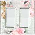 thumbnail image 1 of Metal Light Switch Plate Outlet Cover Musical Floral Cupid Striped Wallpaper Green AGL001, 1 of 13