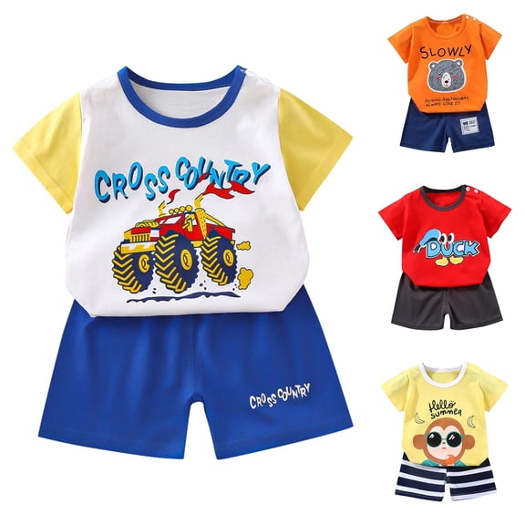 Bovxnpu Toddler Boys Summer Clothing Sets Kids Graphic T Shirt Shorts Short Sleeve Outfit Set