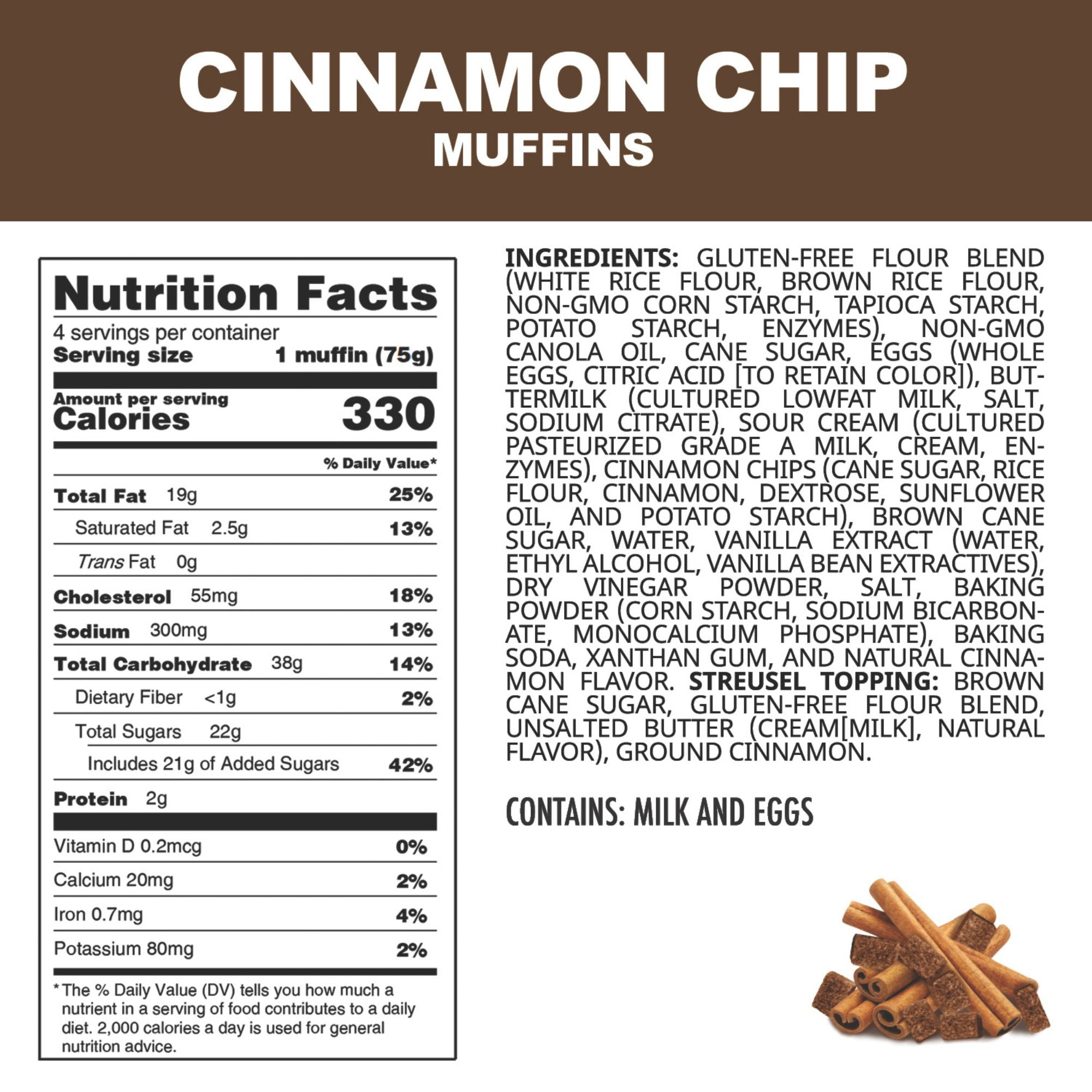 Antonina's Gluten-Free Cinnamon Chip Muffins, Certified Gluten-Free, Nut Free, Peanut Free, Soy Free, Eight 4-Packs (32 Muffins)