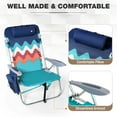 thumbnail image 3 of Alpha Joy Set of 2 Aluminum Portable Folding Beach Chairs Outdoor Lounge Chair with 4 Adjustable Positions & Cooler Bag, Wave Pattern, Blue, 3 of 8