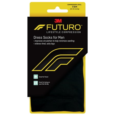 FUTURO™ Dress Socks for Men, Large, Black, Firm (20-30