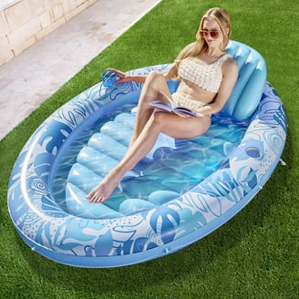 Sloosh Inflatable Pool Float For Adults - Large Tanning Raft With Headrest & Cool Water Flow Vents