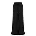 thumbnail image 6 of USNSM Women's Wide Leg Pants Solid Color Athletics Quick Dry Trousers Casual Slit Loose Drawstring Pants with Pockets Black XXL, 6 of 7