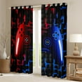 thumbnail image 3 of Manfei Modern Gamepad Gaming Blackout Curtains for Kids, Neon Red Nlue Square Curtains Pack of 2 (38x45 Each), Video Game Lover Window Curtains, Window Drapes Decor, 3 of 7