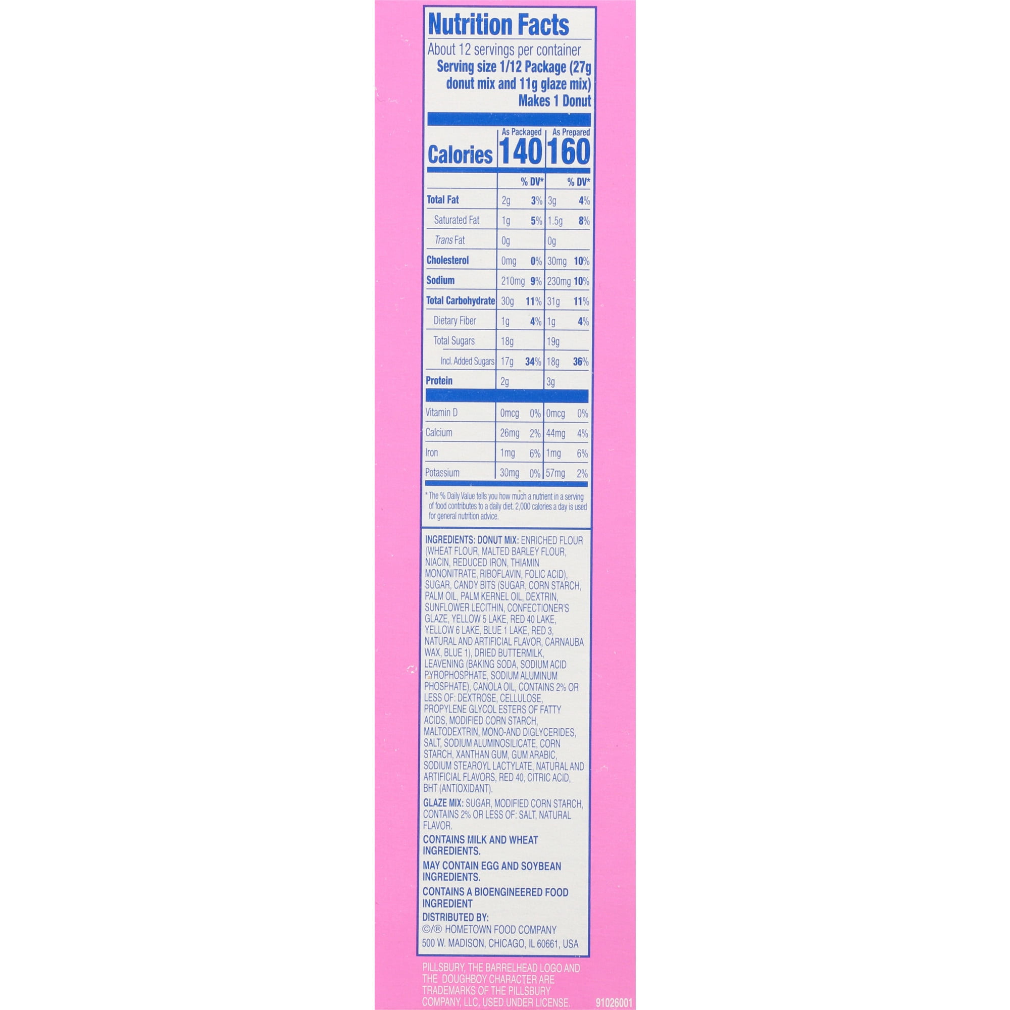 Pillsbury Funfetti Unicorn Pink Vanilla Cake Donut Mix with Candy Bits, 16.2 oz Box