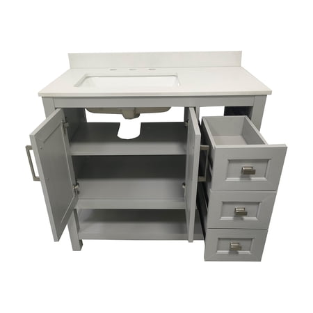 Flash Furniture Vega - Vanity cabinet - 3 drawers - 2 shelves - 2 doors - fiberboard - gray