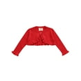 thumbnail image 1 of Gureui 1-6Y Autumn Toddlers Girls Knitted Cardigan Solid Color Lace Round Collar Long Sleeve Single Button Outwear Casual Short Coats, 1 of 6