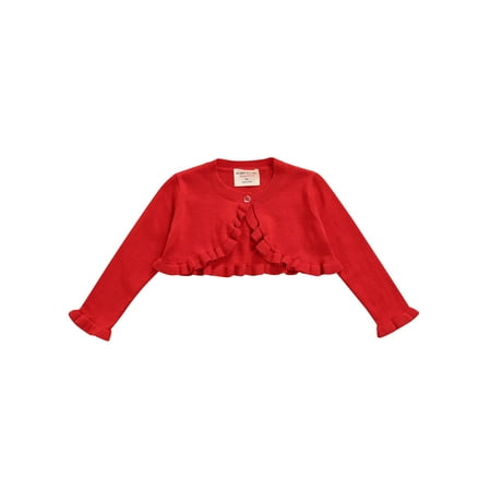 

FOCUSNORM Toddler Baby Girls Cotton Ruffle Cropped Bolero Shrug Knitted Cardigan