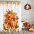 thumbnail image 2 of Fall Orange Pumpkin Watercolor Maple Leaf Shower Curtain for Bathroom, Happy Thanksgiving1 Waterproof Shower Curtains Washable Quick Dry with Hooks Bathtub Curtains 72x72 IN, 2 of 6