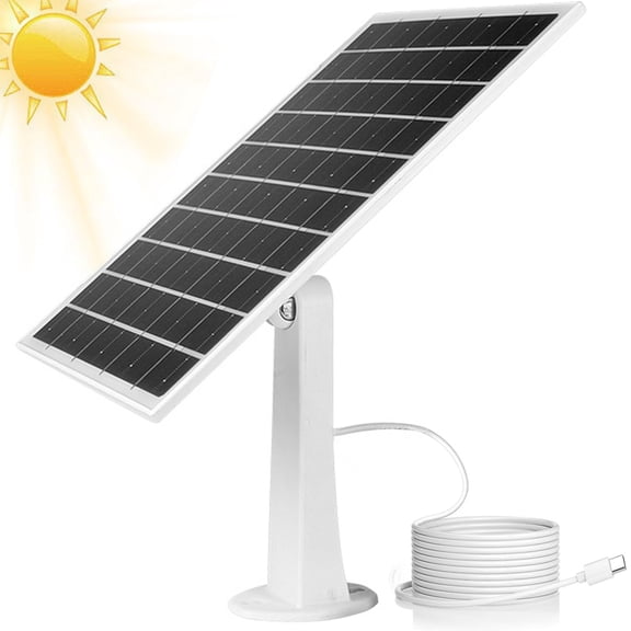 USB Solar Panel for Camera - Type-C Solar Panel Charger 5v 8w with 10ft Waterproof Charging Cable, Micro-USB & USB-C, IP66 Weatherproof,Includes Secure Wall Mount