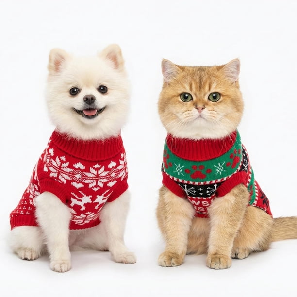 Suéter para mascotas FURGO de punto cálido, paquete de 2 unidades, para perros medianos y gatos gran