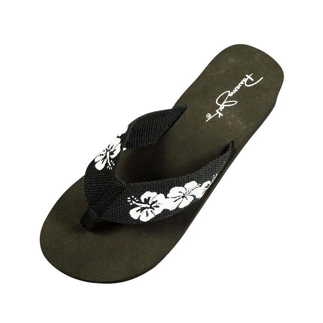 Panama Jack Ladies Flip Flop Sandal black flower / Large