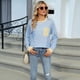 thumbnail image 4 of Camisas de Larga para Mujer, Cuello Redondo A Rayas, Corte Holgado, Camiseta de Bloques de Color Otoño 2025 con Bolsillo Azul y XXL, 4 of 10