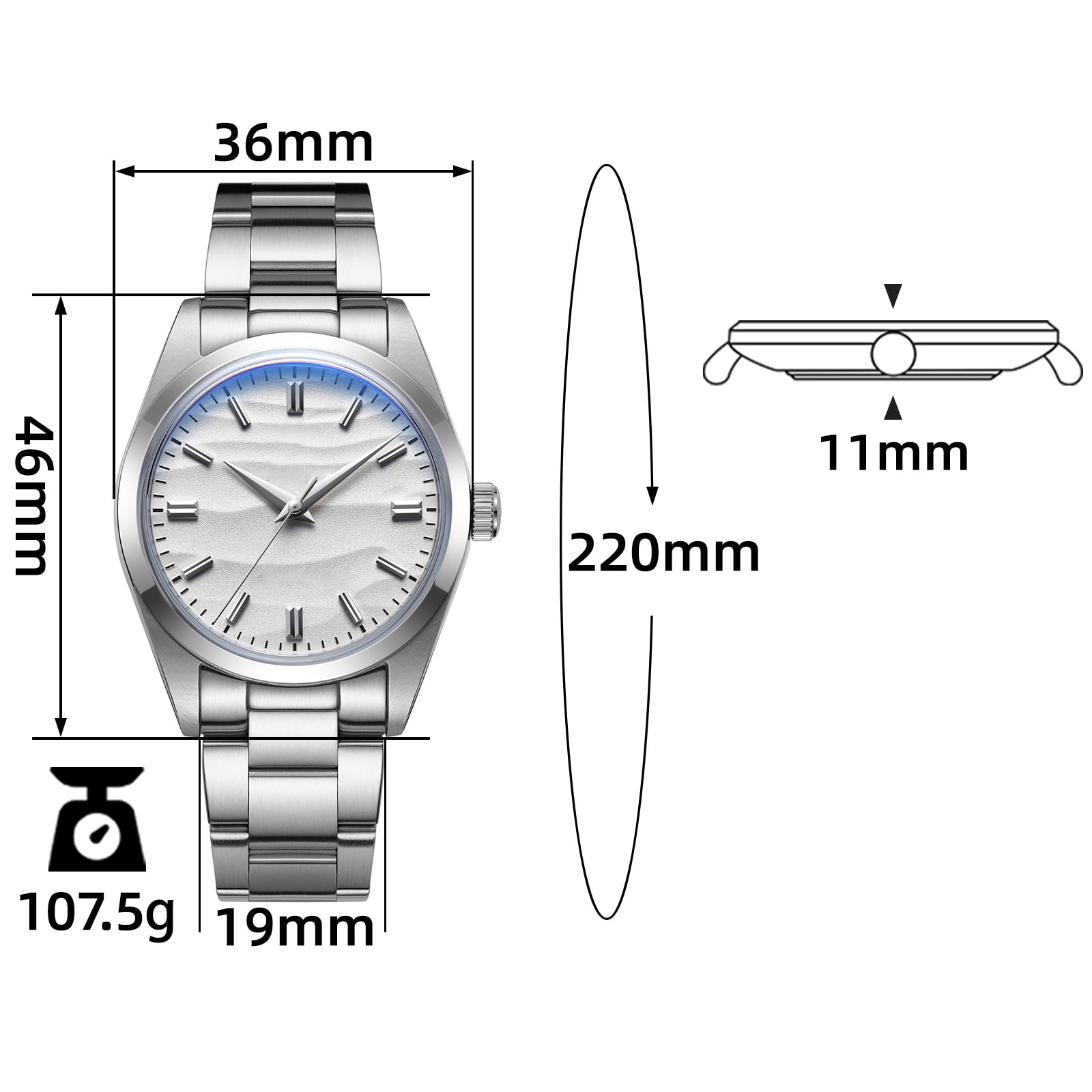 ADDIESDIVE 36mm Men's Watch Dive 100m with Japanese VH31 Quartz Movement, 316L Stainless Steel, Dress Casual  AD2030