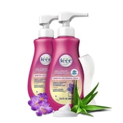VEET Sensitive Skin Hair Removal Cream For Women, Painless Bikini Hair Removal Gel, Dermatologically Tested Depilatory Cream For Intimate Areas, 13.5 FL OZ Pump Bottle with Tool