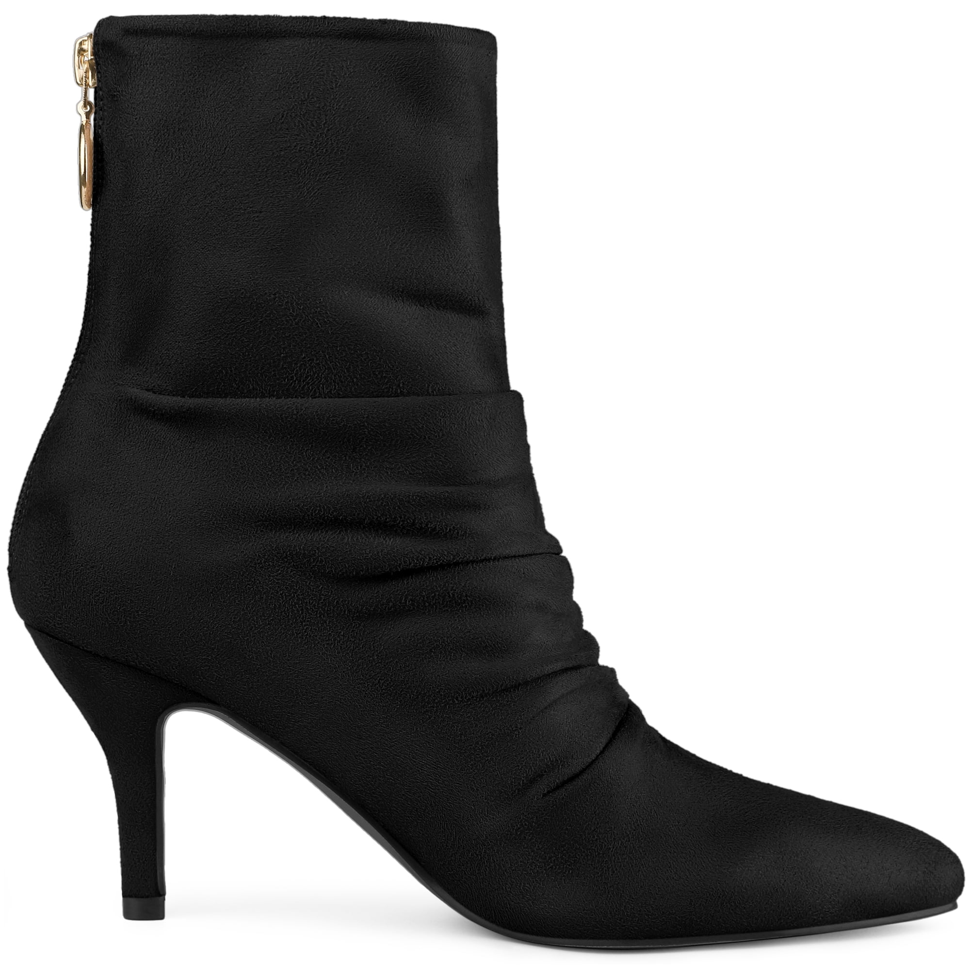 DARING DIVA Women's Pointed Toe Back Zip Stiletto Heel Ankle Boots Black 8
