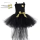 thumbnail image 2 of Vestido de tutú negro para niñas con cola, flores de lunares, tul, vestidos de fiesta de noche para niñas, vestido de baile, disfraces de Halloween para niños, ropa, 2 of 5