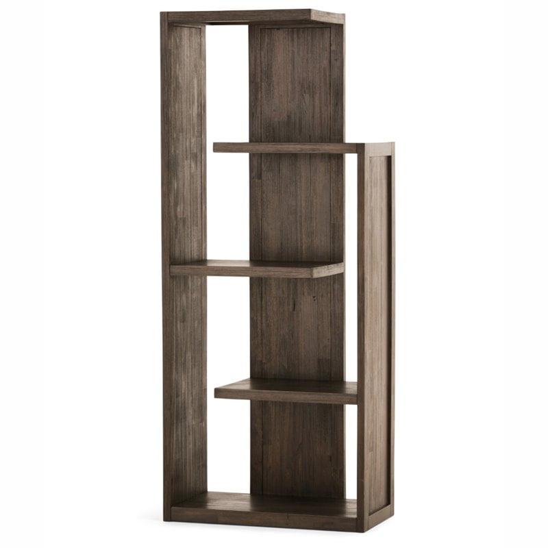 Simpli Home Monroe 4 Shelf Bookcase In Distressed Charcoal Brown