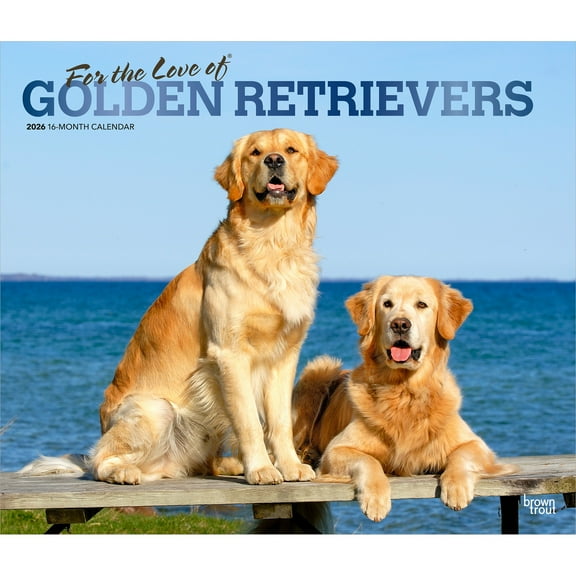 For the Love of Golden Retrievers | 2026 14x24" Wall Calendar | Plastic-Free
