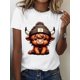 thumbnail image 1 of Women's Fashion Casual Sports T-Shirt, Cute Cartoon Cow Print, Round Neck, Polyester, Stretch Knit Fabric, All Seasons, Ladies Leisure Sportswear, 1 of 6
