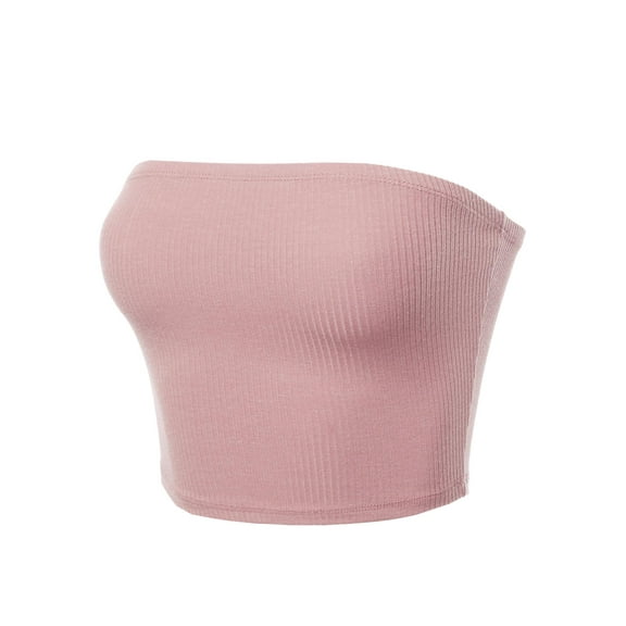FashionOutfit Women's Solid Bra Ribbed Tube Top