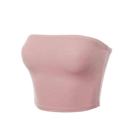 

FashionOutfit Women s Solid Bra Ribbed Tube Top