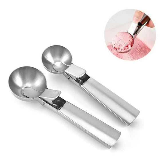 Ice Cream Scooper(S and L),Multifunctional Stainless Steel ,Easy to Scoop Ice Cream Balls Easy to Clean Fruit Spoon for Kitchens and Dessert Shops