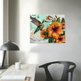 thumbnail image 4 of Nawypu  Bird Painting Art Prints Abstract Hummingbird with Hawaii Hibiscus Flower Canvas Wall Art Orange Poster Picture with Frame Modern Home Living Room Wall Decor, 4 of 6