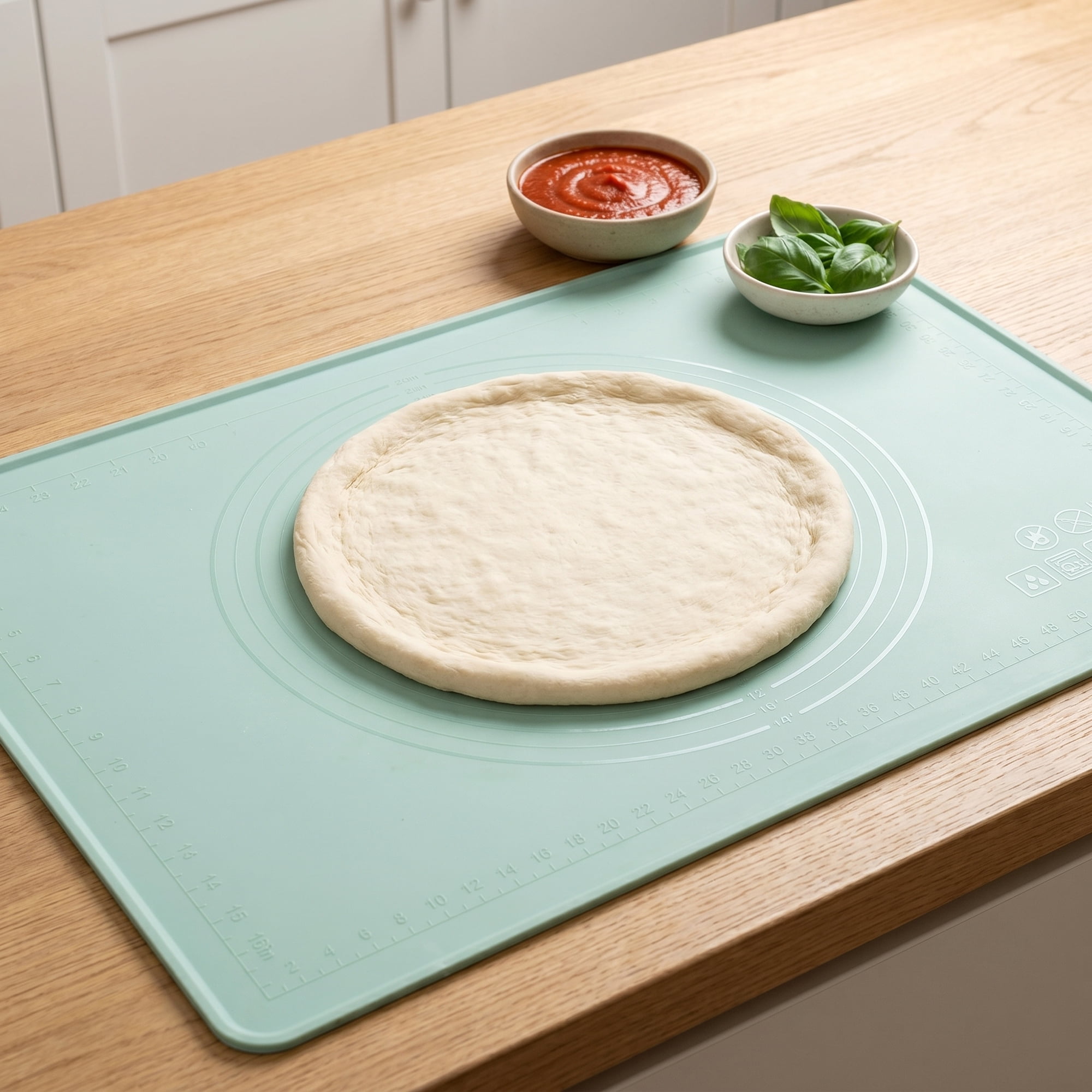 Unique Bargains Solid Color Silicone Pastry Baking Mat with Measurements Green 19.7"x27.6"