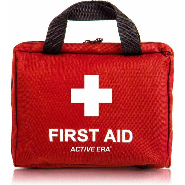 Botiquín de primeros auxilios de 90 artículos con compresas frías instantáneas, solución salina y manta de supervivencia aislada Active Era - Rojo esquí esquí Gafas de esquí