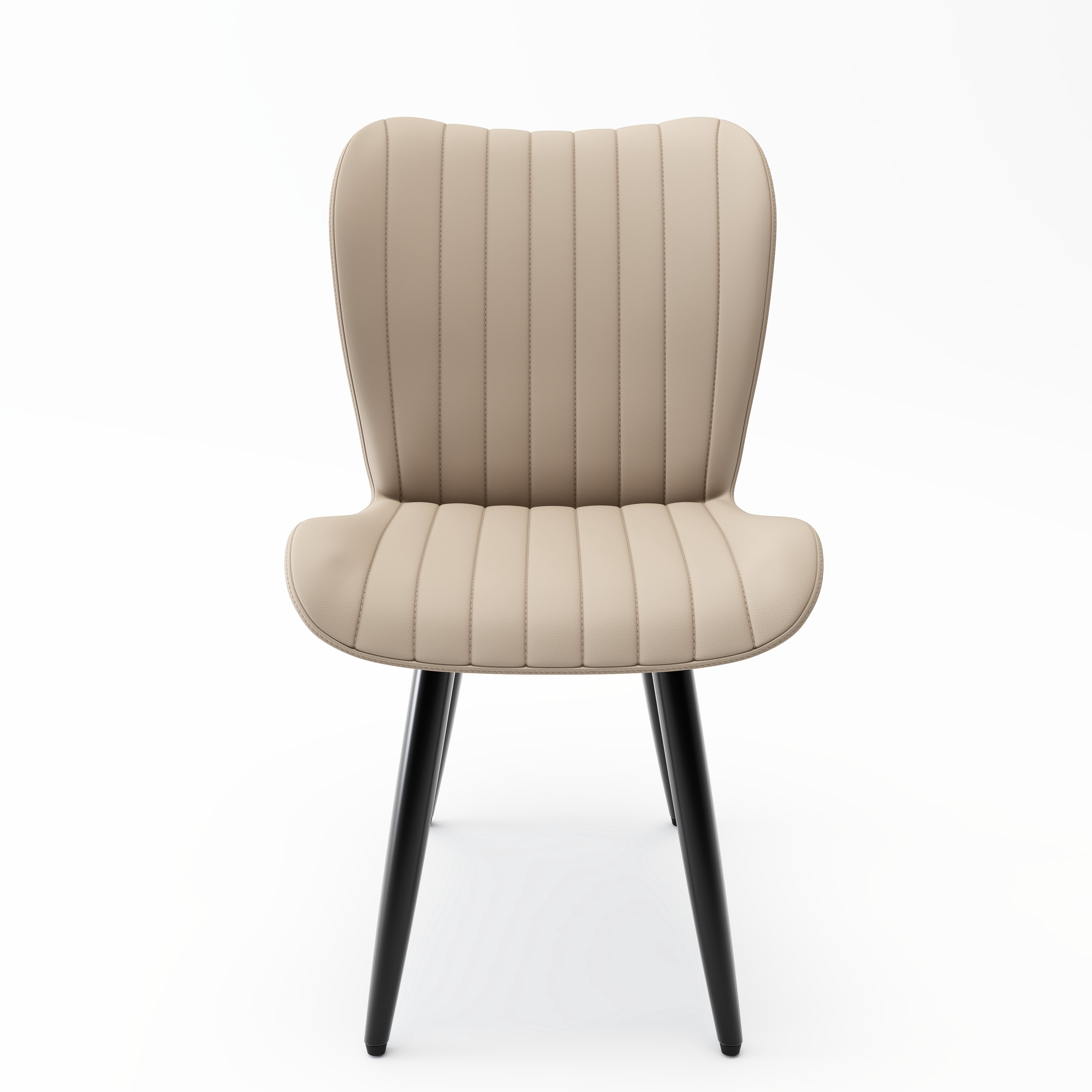 Modern PU Leather Dining Chairs with Thick Cushion & Metal Legs, Set of 4, Black