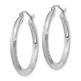 thumbnail image 2 of 14k White Gold Satin and Diamond-cut 3mm Round Hoop Earrings TC277, 2 of 3