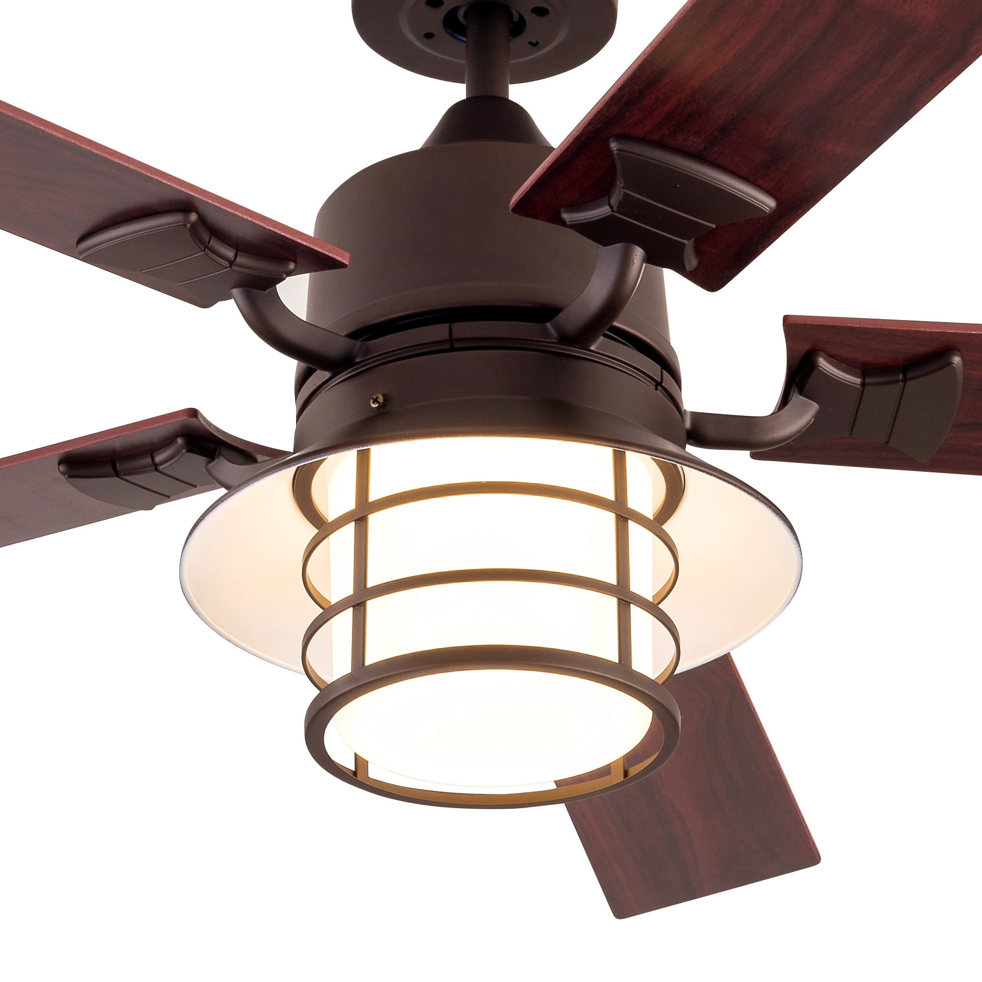 Simpol 52in Oli Rubbed Bronze Farmhouse LED Ceiling Fan