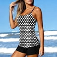 thumbnail image 5 of qucoqpe Tankini Swimsuits for Women Fashion Polka Dot Print Backless Spaghetti Strap Two Piece Modest Bathing Suits Summer Beach Swimwear with Shorts, 5 of 8