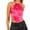 Hot Pink, variant on Womens Tops T Shirts Solid Color Fashion Open Back Navel Wrap Sleeveless Vest Plain Tees Blouses Coffee M