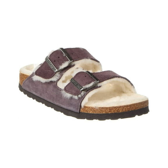 Birkenstock Arizona Narrow Suede & Shearling Sandal, 42, Grey