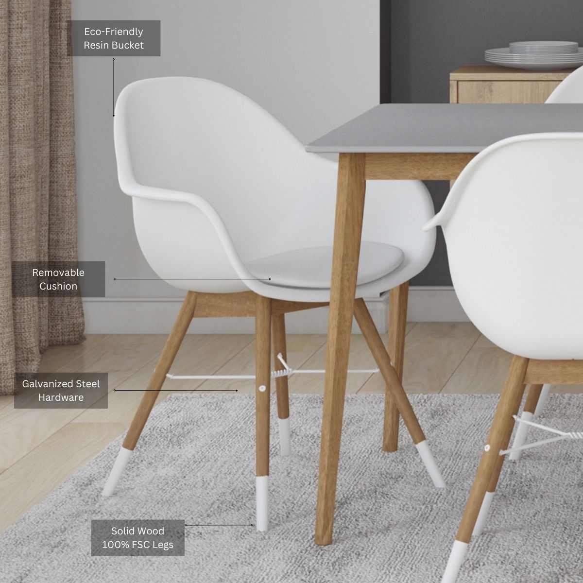 Midtown Concept Barrow 9-Piece Indoor Rectangular Dining Table Set | Eucalyptus Wood | Ideal for Indoors