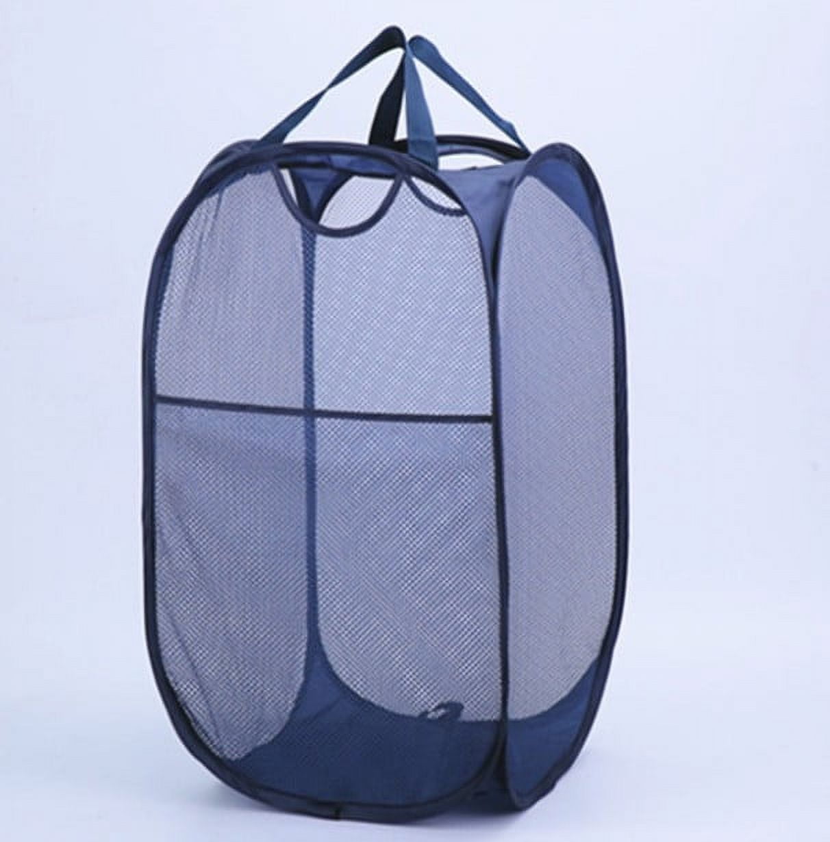 TechWonder Mesh Pop Up Laundry Basket With Side Pocket - Dark Blue