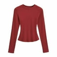 thumbnail image 4 of Cavosen Base Layer Women Seamless Long Sleeve Crewneck Stretch Tees Thermal Solid Fitted Undershirts Soft Comfy Trendy Tops, 4 of 4