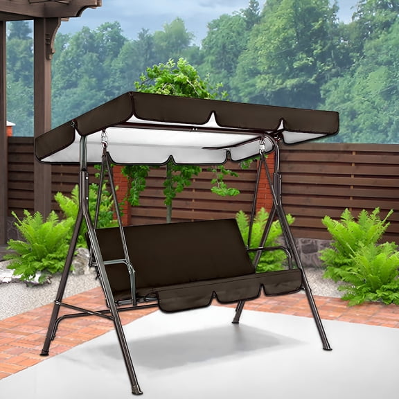XIBUFE 2026 New Swing Seat Replacement Swing Covers for Outdoor Patio Swing 3 Seater 600D Thicken Oxford Waterproof Fabric Porch Rainproof Swing Canopy