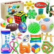Scientoy Fidget Toy Set, 35 Pcs Sensory Toy for ADD, OCD, Autistic Children, Adults, Anxiety Autism to Stress Relief and Anti Anxiety with Motion Timer, Perfect for Classroom Reward with Gift Box