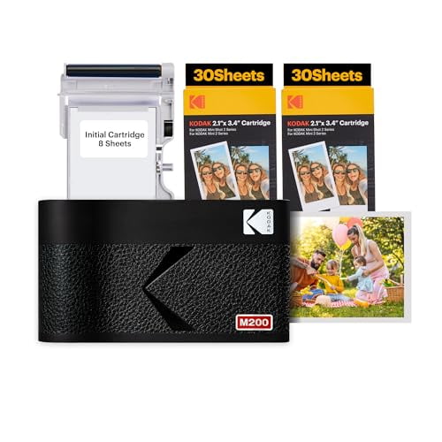 Impresora fotográfica portátil KODAK Mini 2 ERA 4PASS, 2,1 x 3,4 pulgadas, paquete de 68 hojas, color negro