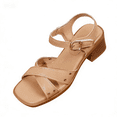 thumbnail image 2 of Viluyesy Womens Heeled Sandals, Ankle Strap Square Toe Comfort Slingback Casual Dressy Shoes Khaki US7, 2 of 8