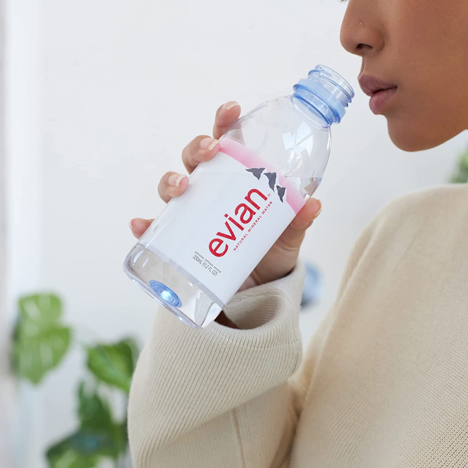 evian Natural Spring Water 33.8 Fl Oz (Pack of 12) Mini-Bottles, Naturally Filtered Spring Water Small Water Bottles - 1