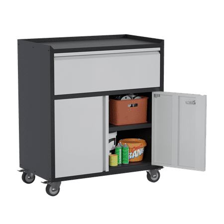 

GANGMEI Metal Garage Cabinet with Wheels Rolling Storage Cabinet with Lock Garage Storage Cabinet with Adjustable Shelf and Door Assembly Required