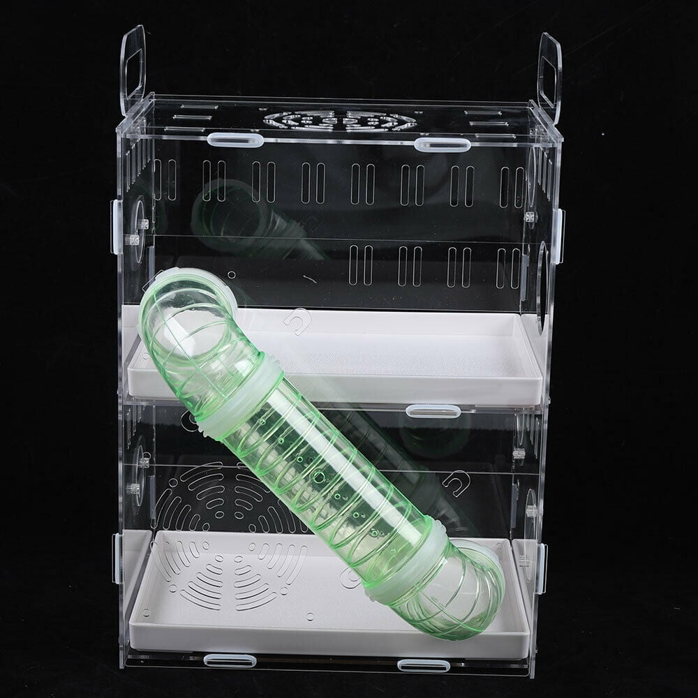 Pet Cage Rat House 2-levels Acrylic Hamster Palace Mouse Habitat Gerbil Home