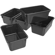 Storex Plastic Cubby Bin, Kids' Craft and Supply Storage, Black, 5-Pack