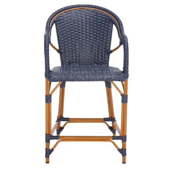 SAFAVIEH California Outdoor Patio Counter Stool w/ Arm, Navy