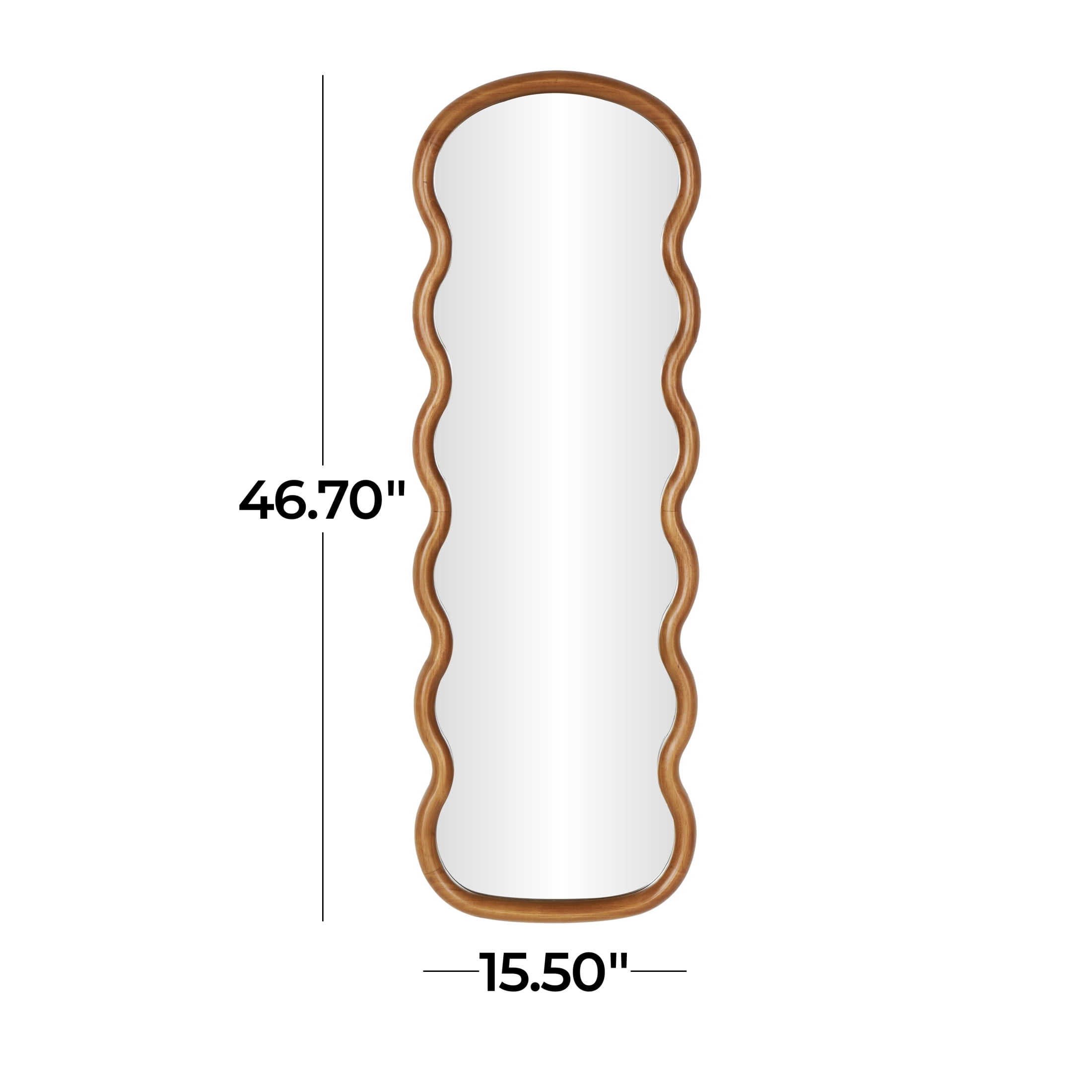DecMode 16" x 47" Brown Handmade Wavy Abstract Wall Mirror