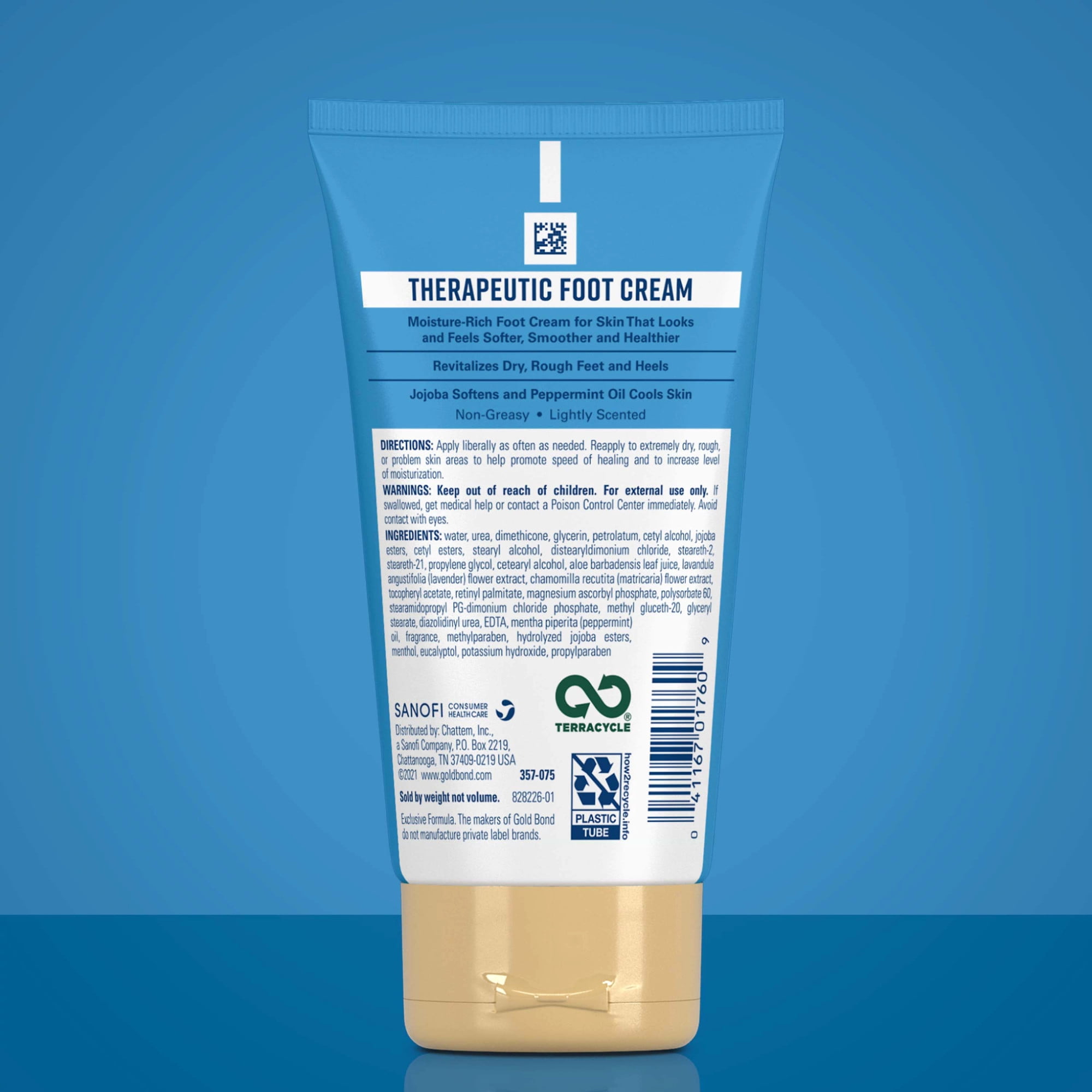 Gold Bond Therapeutic Foot Cream, 4 oz., With Jojoba and Peppermint Oil, Foot Moisturizer